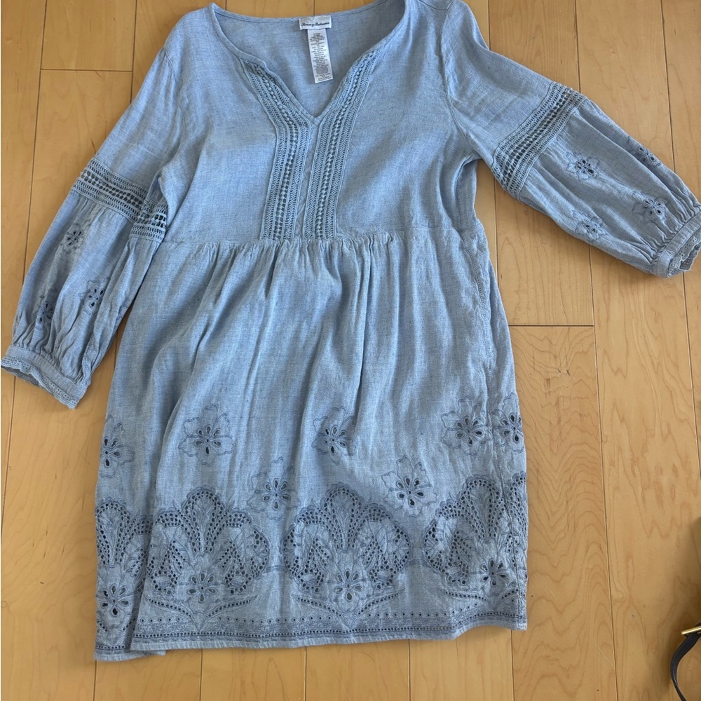 Tommy Bahama Light Blue Crochet Detail Top